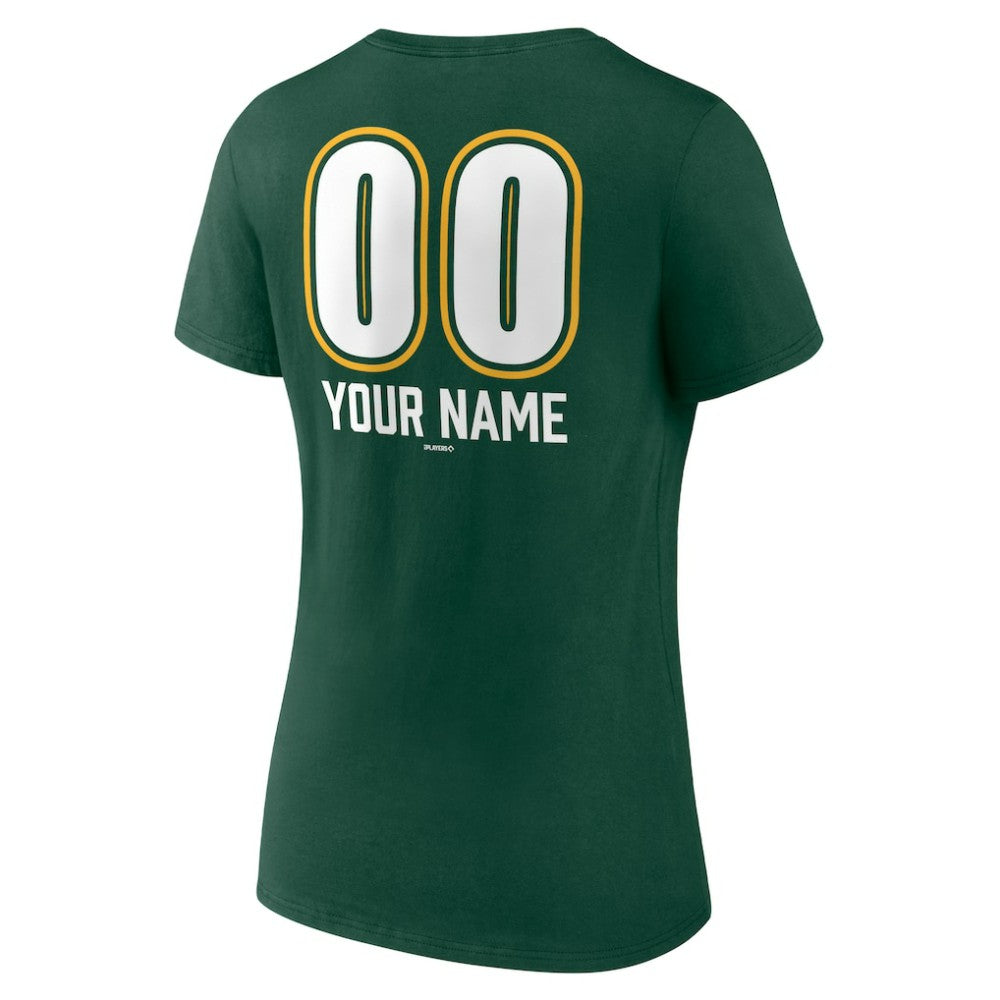 Athletics Women's Personalized Name & Number Fastball V-Neck T-Shirt for sale