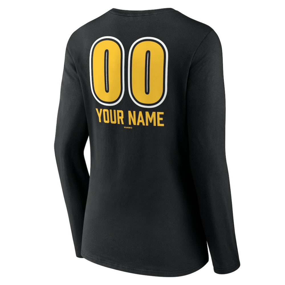 Pittsburgh Pirates Women's Personalized Name & Number Fastball Long Sleeve V-Neck T-Shirt On Sale