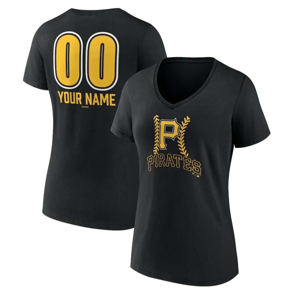 Pittsburgh Pirates Women's Personalized Name & Number Fastball V-Neck T-Shirt Clearance
