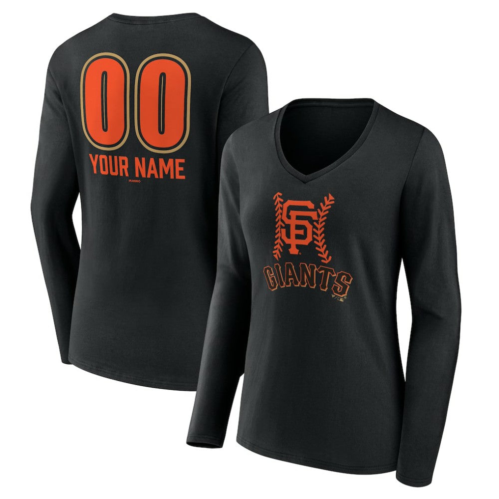San Francisco Giants Women's Personalized Name & Number Fastball Long Sleeve V-Neck T-Shirt Lifestyle