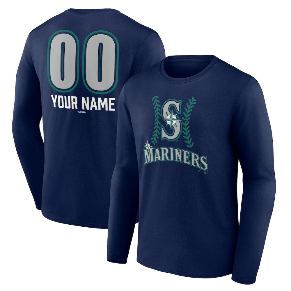 Seattle Mariners Personalized Name & Number Fastball Long Sleeve T-Shirt Clearance