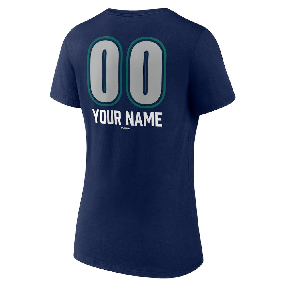 Seattle Mariners Women's Personalized Name & Number Fastball V-Neck T-Shirt Sale