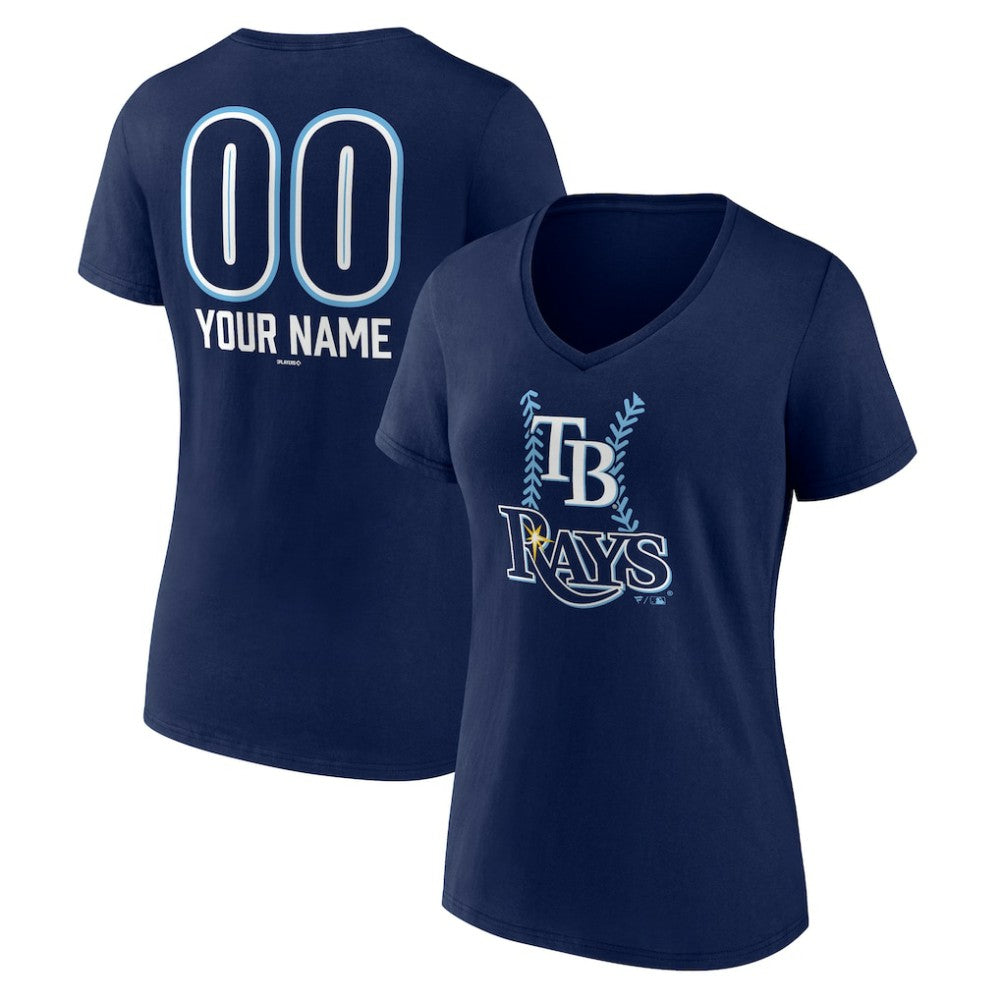 Tampa Bay Rays Women's Personalized Name & Number Fastball V-Neck T-Shirt On Sale