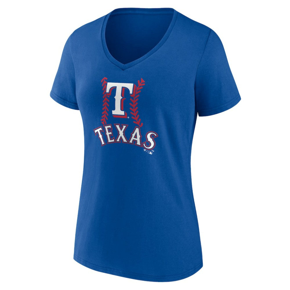 Texas Rangers Women's Personalized Name & Number Fastball V-Neck T-Shirt On Sale