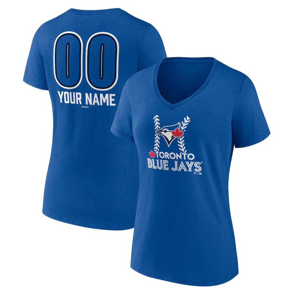 Toronto Blue Jays Women's Personalized Name & Number Fastball V-Neck T-Shirt Online