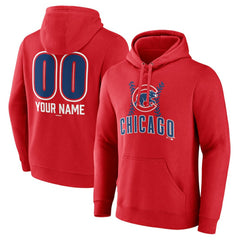 Chicago Cubs Personalized Name & Number Fastball Pullover Hoodie Lifestyle