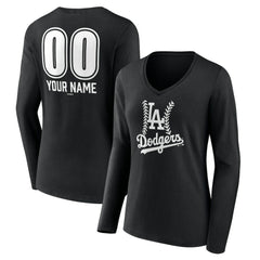 Los Angeles Dodgers Women's Personalized Name & Number Fastball Long Sleeve V-Neck T-Shirt for sale