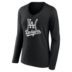Los Angeles Dodgers Women's Personalized Name & Number Fastball Long Sleeve V-Neck T-Shirt for sale