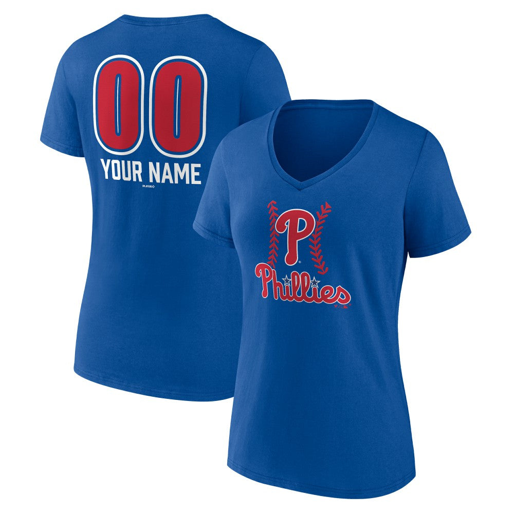 Philadelphia Phillies Women's Personalized Name & Number Fastball V-Neck T-Shirt Online