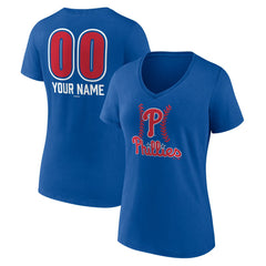 Philadelphia Phillies Women's Personalized Name & Number Fastball V-Neck T-Shirt Online