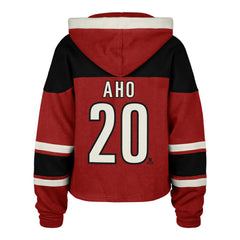 Sebastian Aho Carolina Hurricanes - '47 Women's Superior Lacer Cropped Pullover Hoodie Red