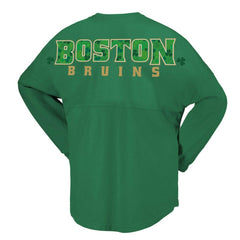 Boston Bruins Fanatics Women's St. Patrick's Day Spirit Jersey T-Shirt Kelly Green