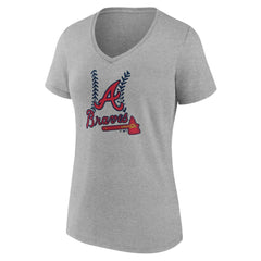 Atlanta Braves Women's Personalized Name & Number Fastball V-Neck T-Shirt for sale