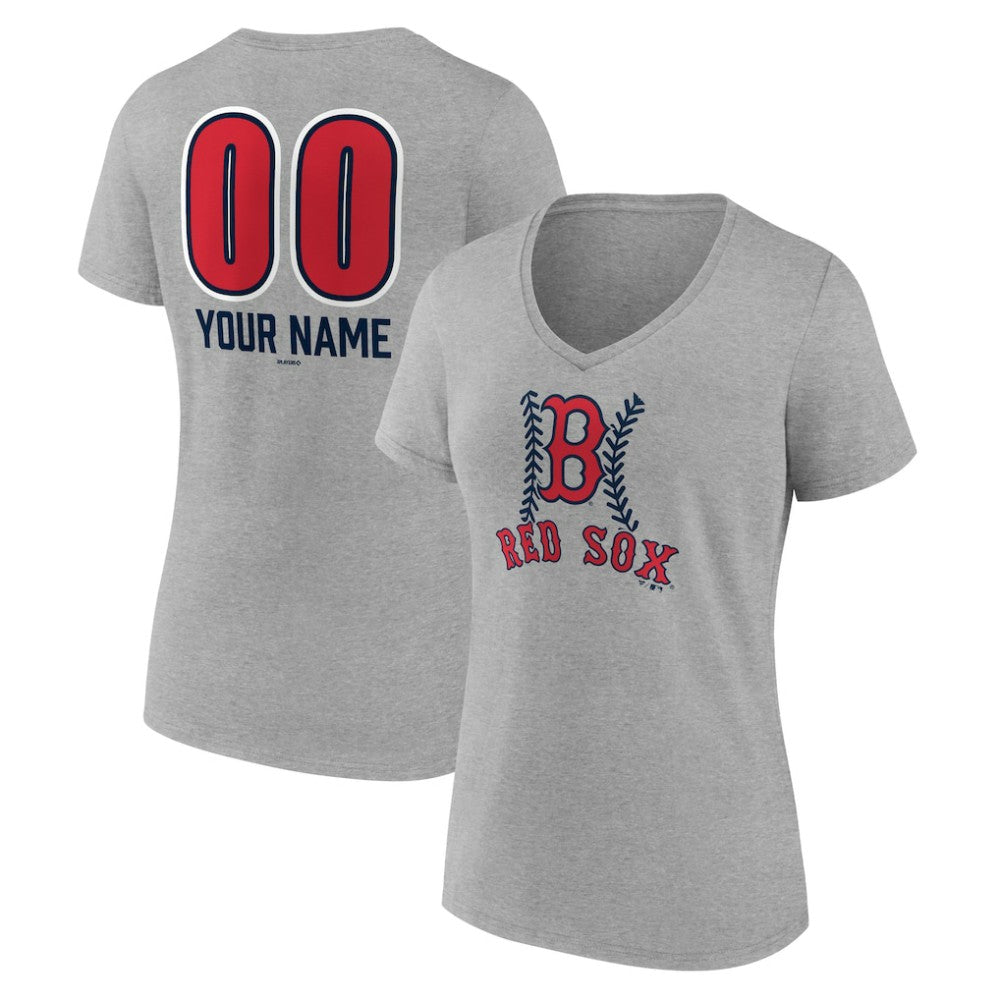 Boston Red Sox Women's Personalized Name & Number Fastball V-Neck T-Shirt for sale