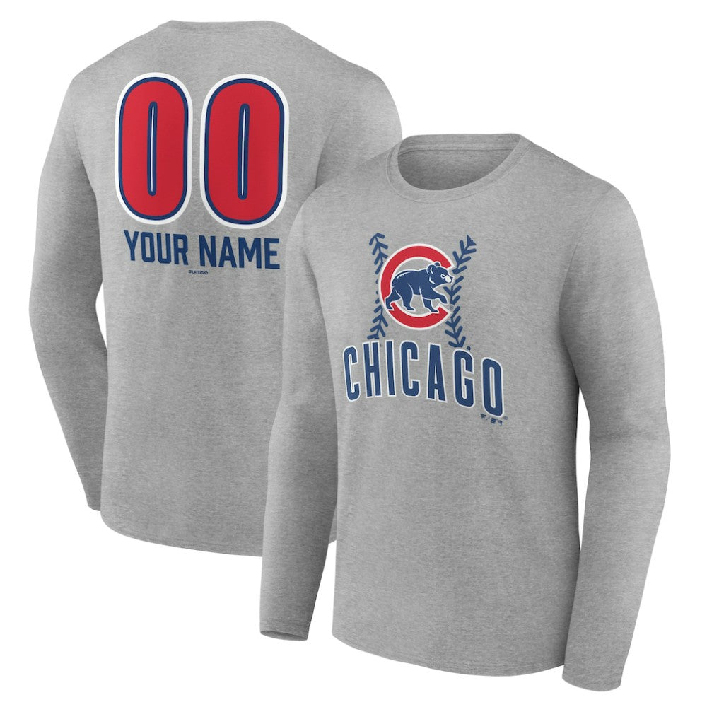 Chicago Cubs Personalized Name & Number Fastball Long Sleeve T-Shirt Sale