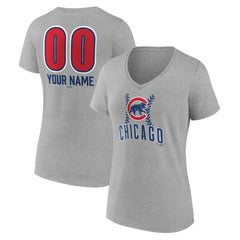 Chicago Cubs Women's Personalized Name & Number Fastball V-Neck T-Shirt Lifestyle