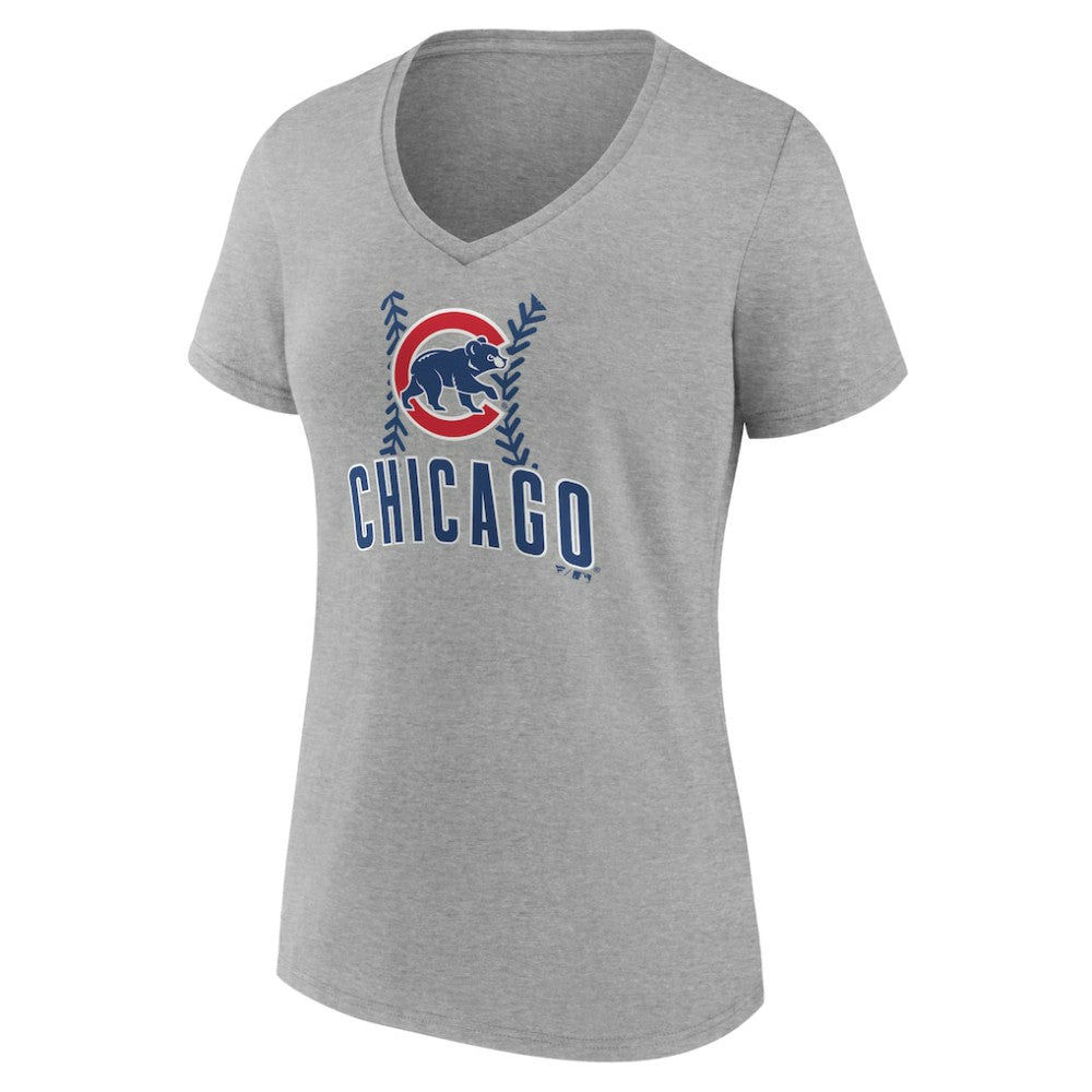 Chicago Cubs Women's Personalized Name & Number Fastball V-Neck T-Shirt Lifestyle