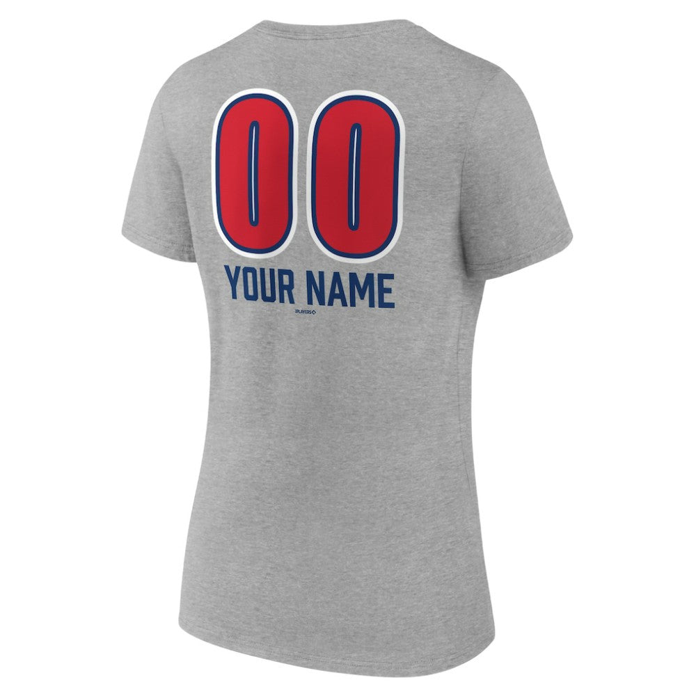 Chicago Cubs Women's Personalized Name & Number Fastball V-Neck T-Shirt Lifestyle