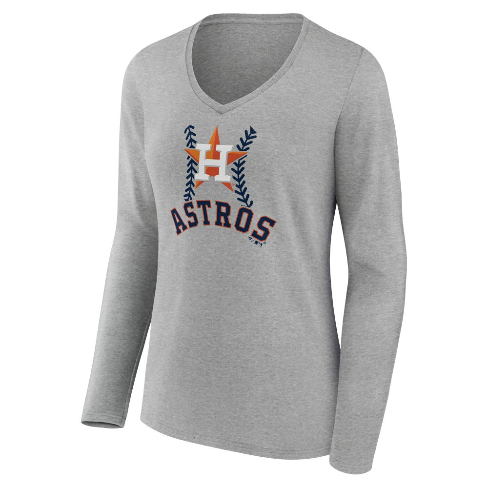 Houston Astros Women's Personalized Name & Number Fastball Long Sleeve V-Neck T-Shirt Online