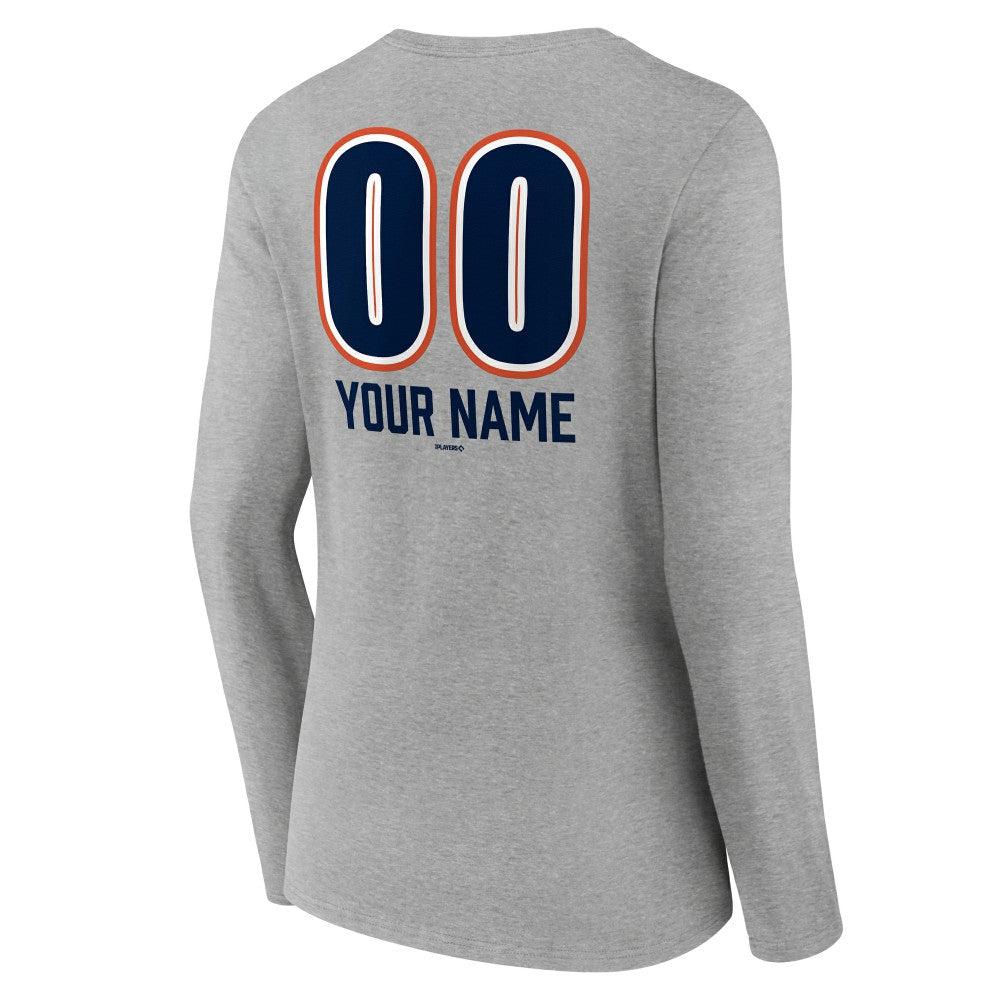Houston Astros Women's Personalized Name & Number Fastball Long Sleeve V-Neck T-Shirt Online