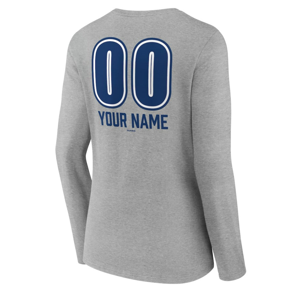 Los Angeles Dodgers Women's Personalized Name & Number Fastball Long Sleeve V-Neck T-Shirt On Sale