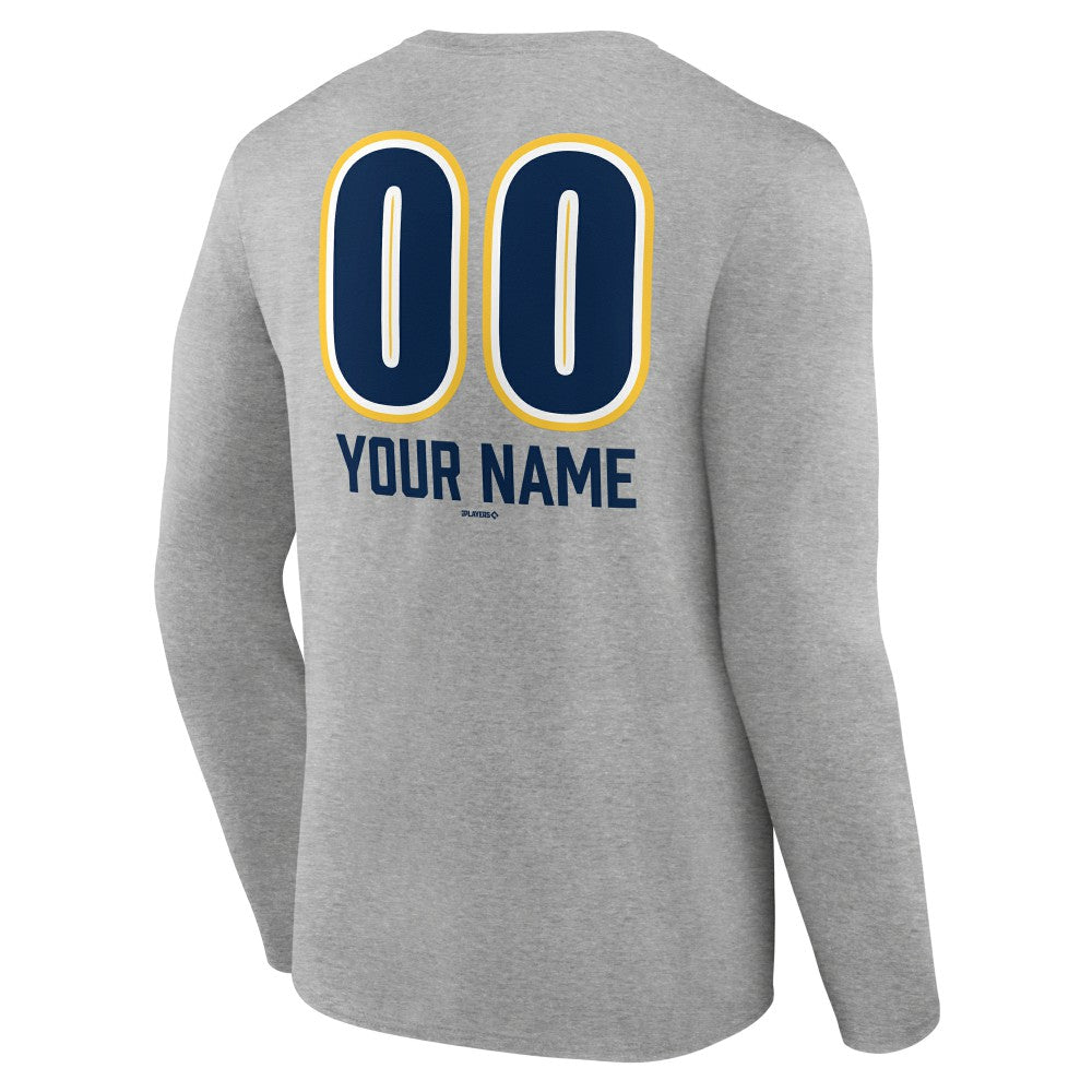Milwaukee Brewers Personalized Name & Number Fastball Long Sleeve T-Shirt Near Me