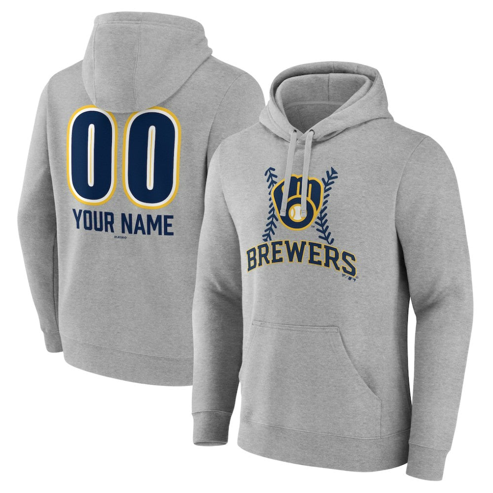 Milwaukee Brewers Personalized Name & Number Fastball Pullover Hoodie Online