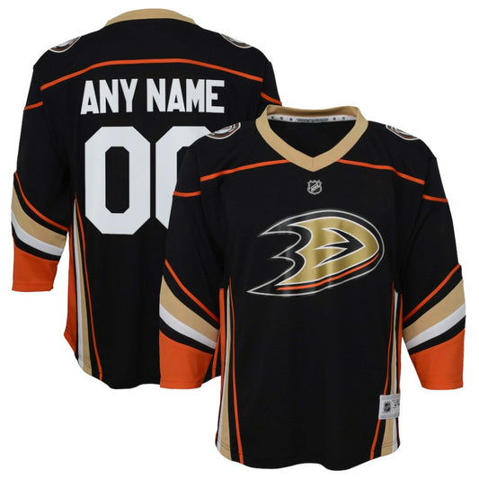 Anaheim Ducks Youth Home Replica Custom Jersey - Black | NHL Jerseys