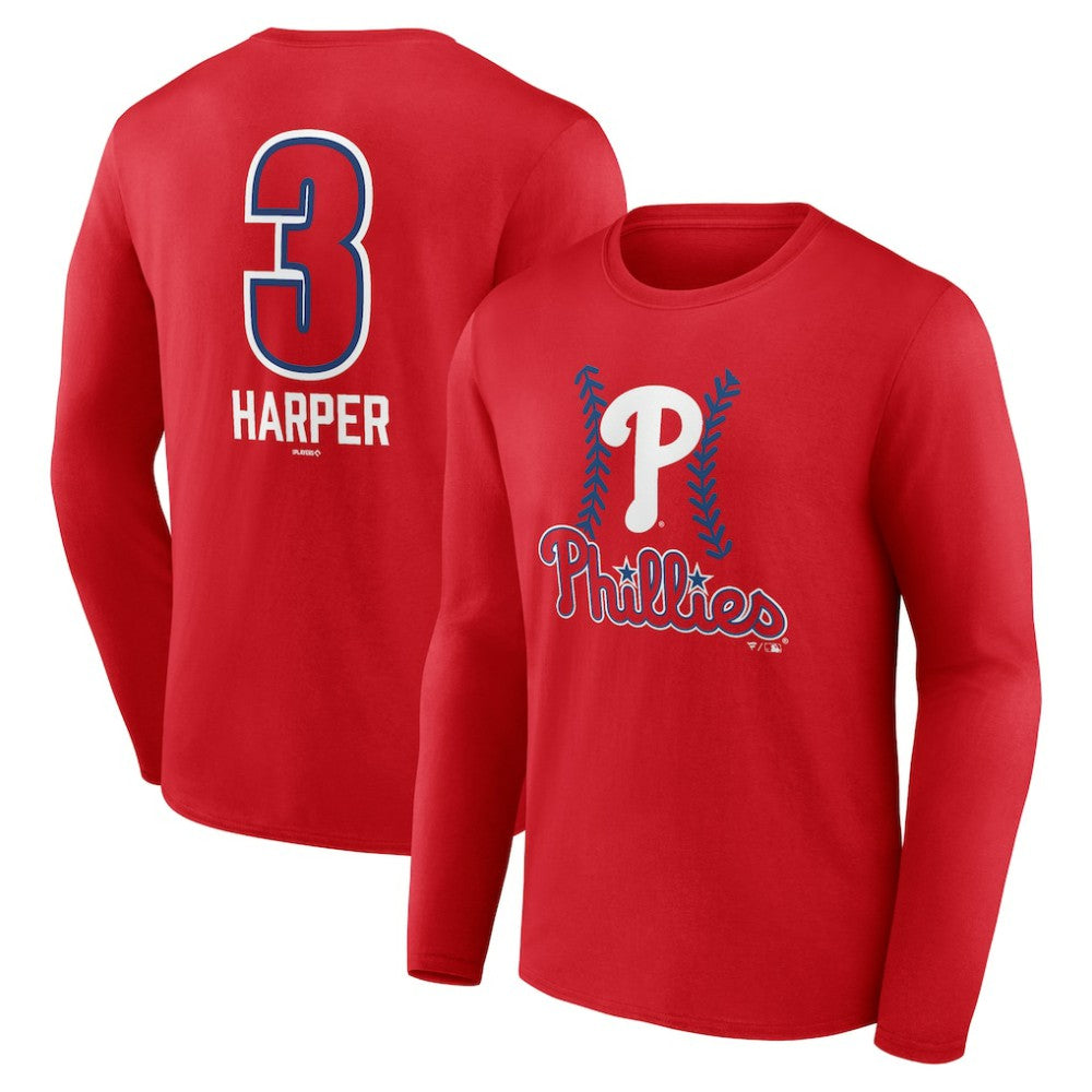 Bryce Harper Philadelphia Phillies Fastball Player Name & Number Long Sleeve T-Shirt Sale