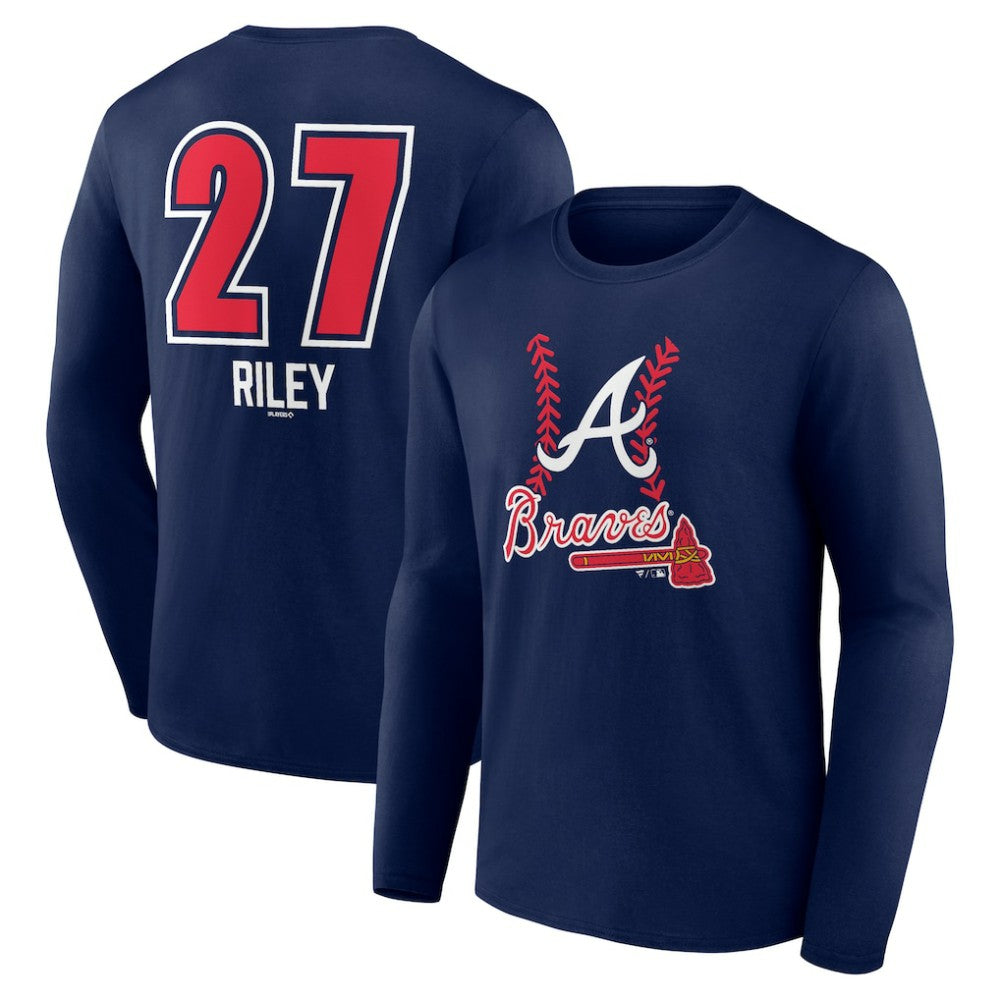 Austin Riley Atlanta Braves Fastball Player Name & Number Long Sleeve T-Shirt On Sale