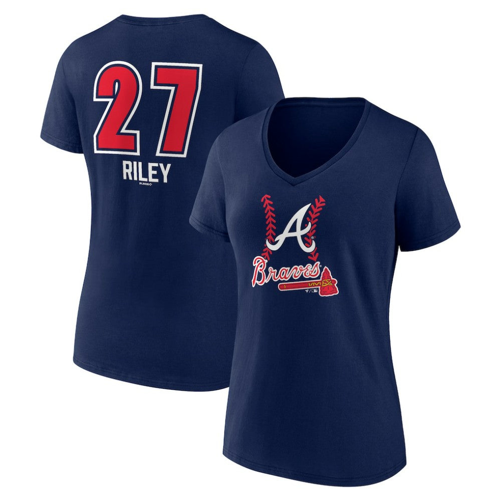 Austin Riley Atlanta Braves Women's Fastball Player Name & Number V-Neck T-Shirt for sale