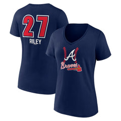 Austin Riley Atlanta Braves Women's Fastball Player Name & Number V-Neck T-Shirt for sale