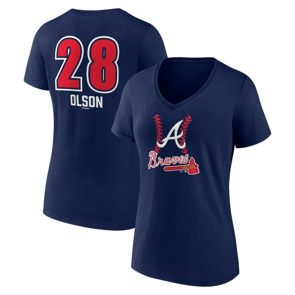 Matt Olson Atlanta Braves Women's Fastball Player Name & Number V-Neck T-Shirt Online