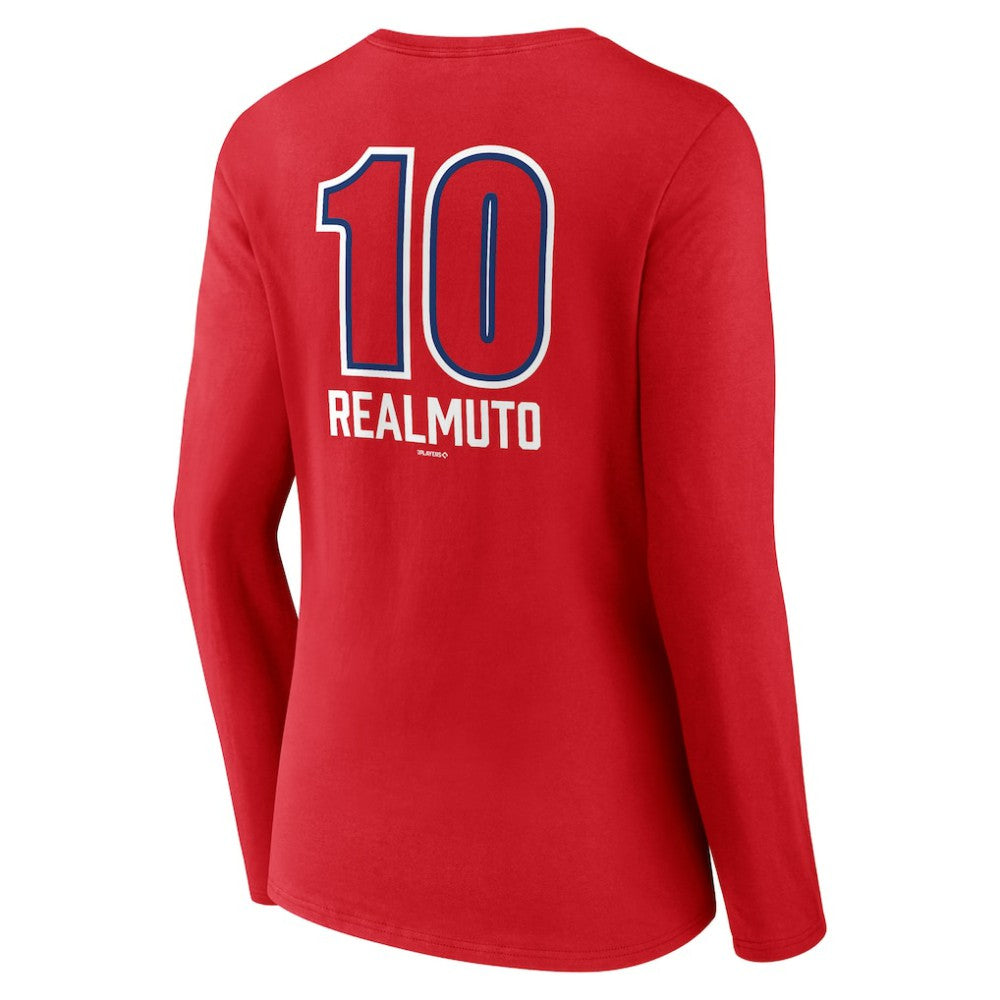 J.T. Realmuto Philadelphia Phillies Women's Fastball Player Name & Number Long Sleeve V-Neck T-Shirt Near Me