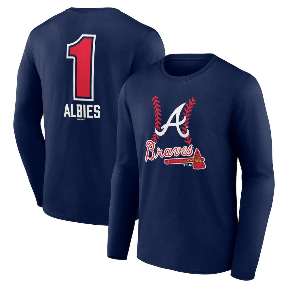 Ozzie Albies Atlanta Braves Fastball Player Name & Number Long Sleeve T-Shirt Near Me