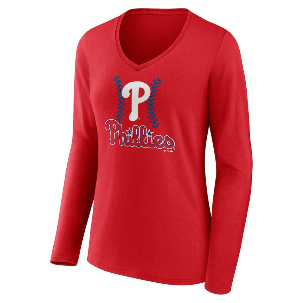 Alec Bohm Philadelphia Phillies Women's Fastball Player Name & Number Long Sleeve V-Neck T-Shirt for sale