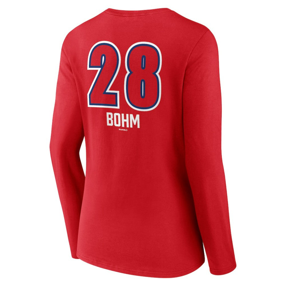 Alec Bohm Philadelphia Phillies Women's Fastball Player Name & Number Long Sleeve V-Neck T-Shirt for sale