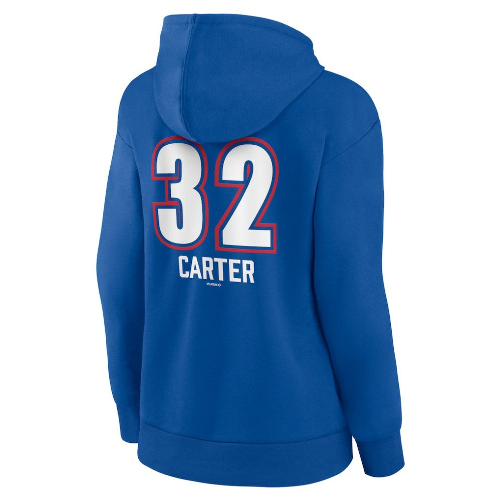 Evan Carter Texas Rangers Women's Fastball Player Name & Number Pullover Hoodie On Sale