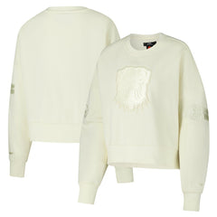 Cleveland Browns Pro Standard Triple Tonal Cropped Fleece Pullover Sweatshirt Cream - NFL