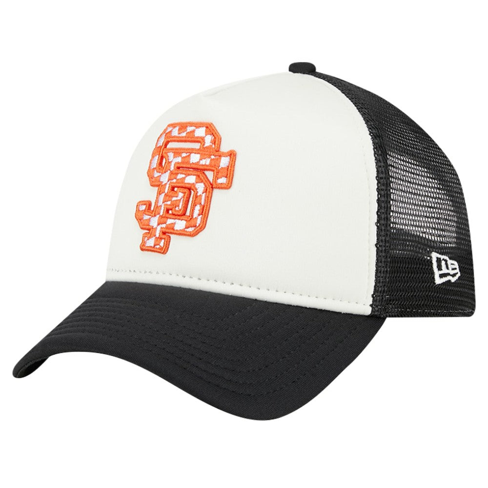 San Francisco Giants New Era Checkered Flag A-Frame Trucker 9FORTY Adjustable Hat Lifestyle