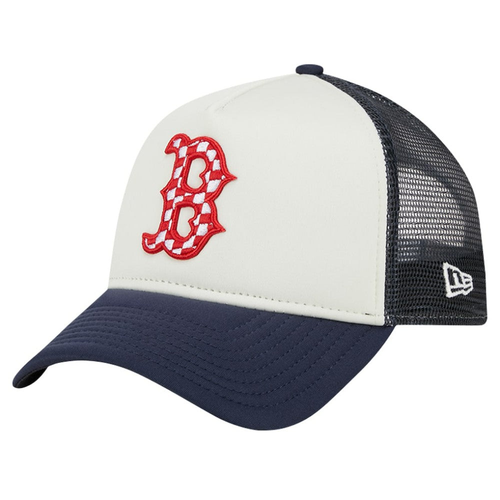 Boston Red Sox New Era Checkered Flag A-Frame Trucker 9FORTY Adjustable Hat Clearance