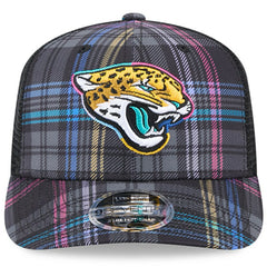 Jacksonville Jaguars New Era 2024 NFL Crucial Catch Plaid 9SEVENTY Trucker Snapback Hat Black - NFL