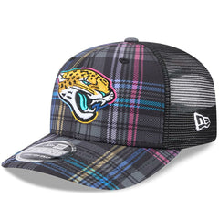 Jacksonville Jaguars New Era 2024 NFL Crucial Catch Plaid 9SEVENTY Trucker Snapback Hat Black - NFL