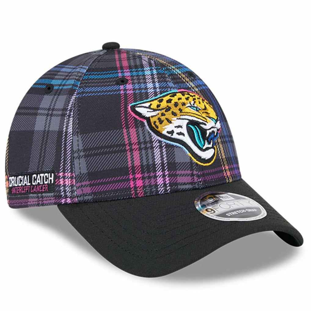 Jacksonville Jaguars New Era 2024 NFL Crucial Catch Plaid 9FORTY Adjustable Hat Black - NFL