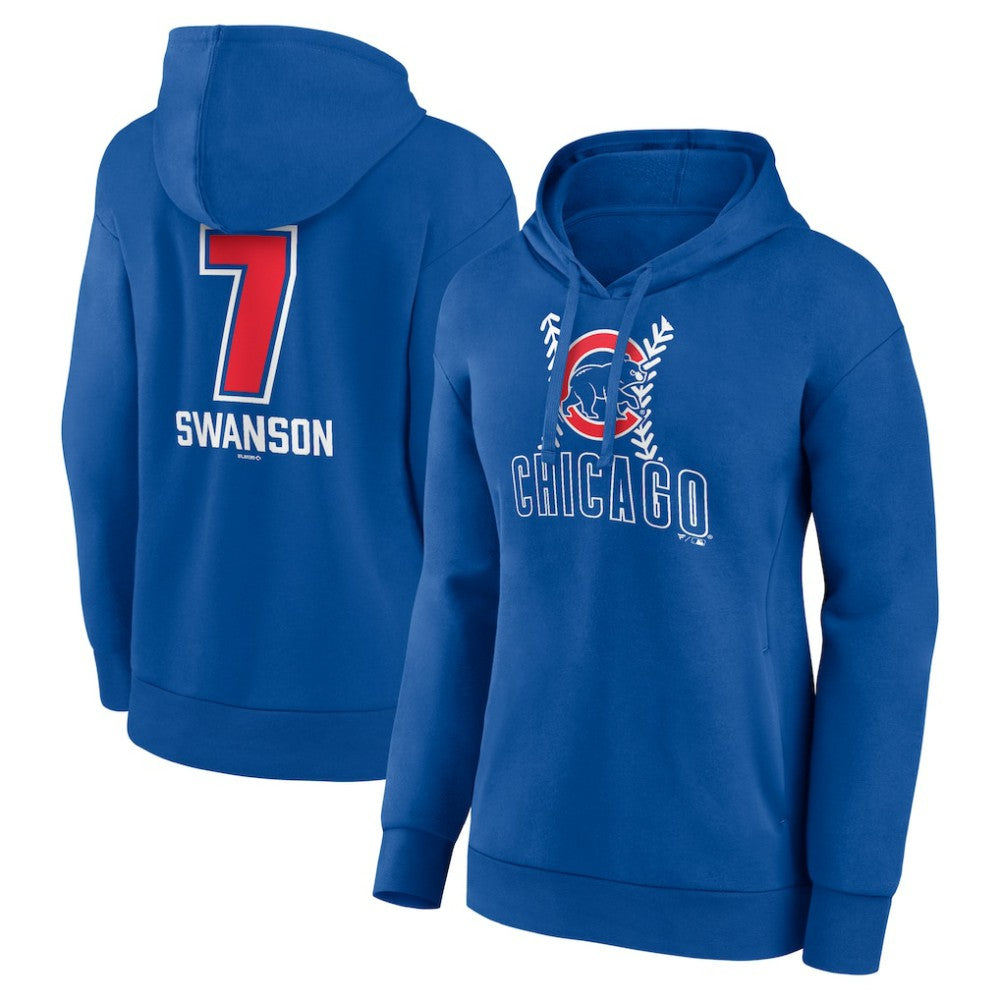 Dansby Swanson Chicago Cubs Women's Fastball Player Name & Number Pullover Hoodie for sale