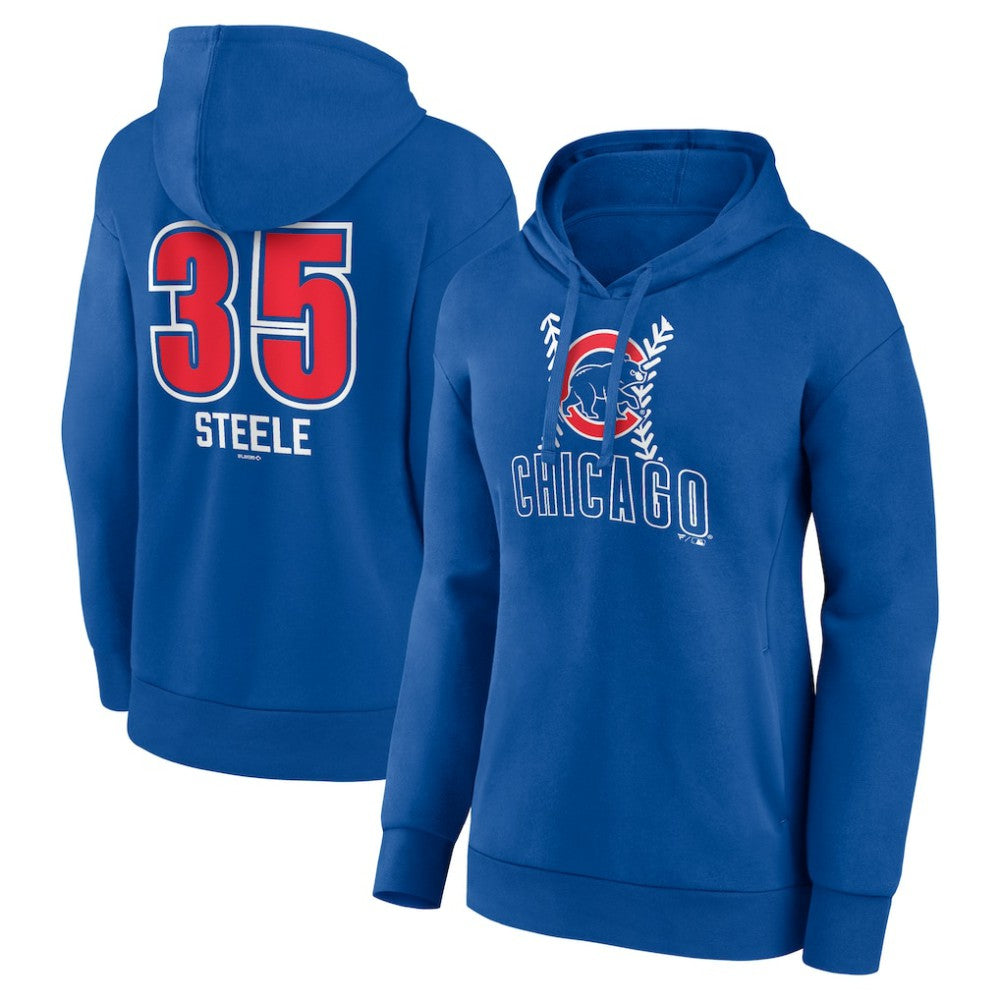 Justin Steele Chicago Cubs Women's Fastball Player Name & Number Pullover Hoodie Lifestyle