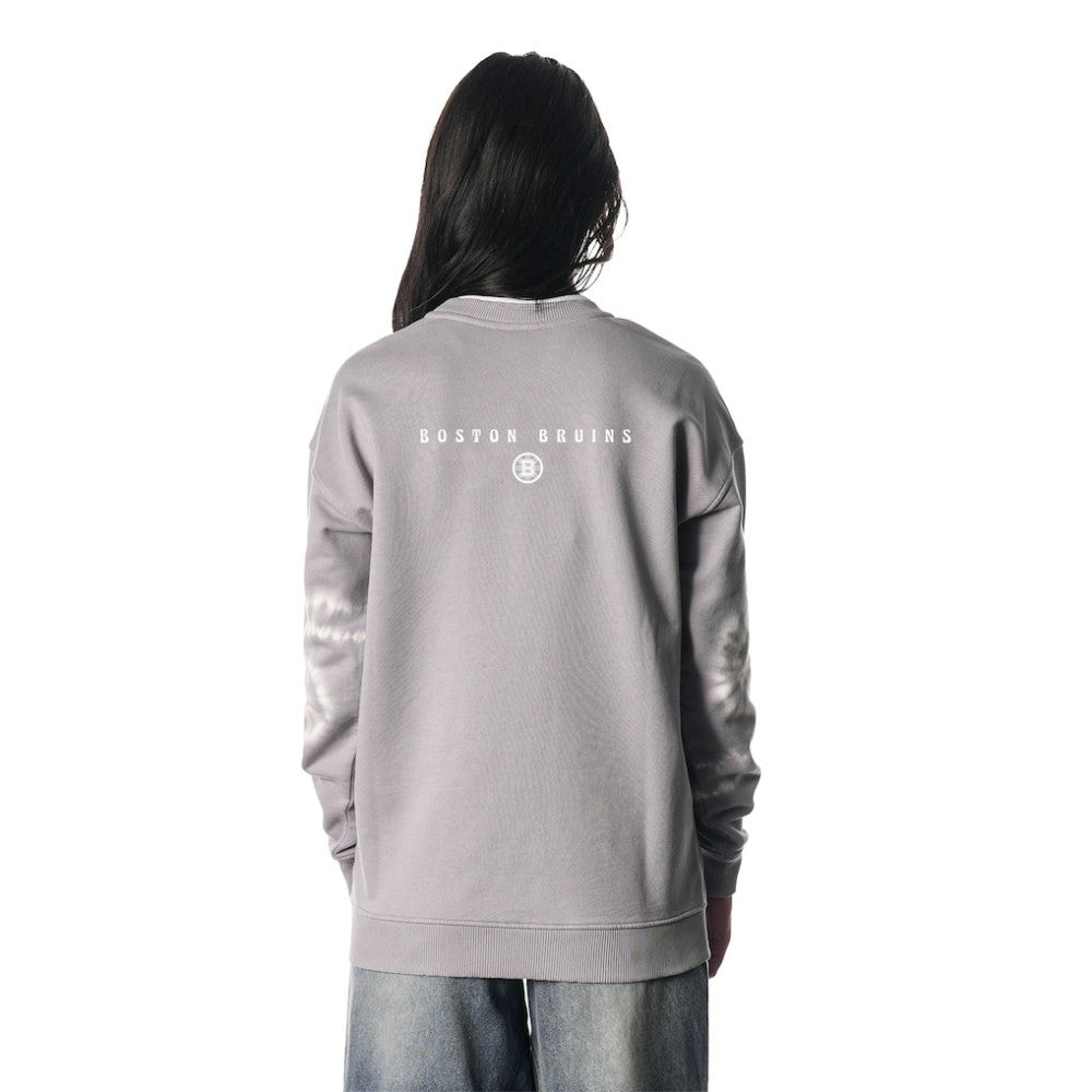Boston Bruins The Wild Collective Unisex Tie-Dye Double Collar Pullover Sweatshirt Gray