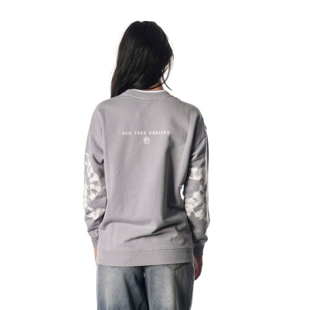 New York Rangers The Wild Collective Unisex Tie-Dye Double Collar Pullover Sweatshirt Gray