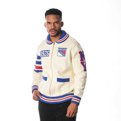 New York Rangers The Wild Collective Unisex Jacquard Full-Zip Sweater Cream