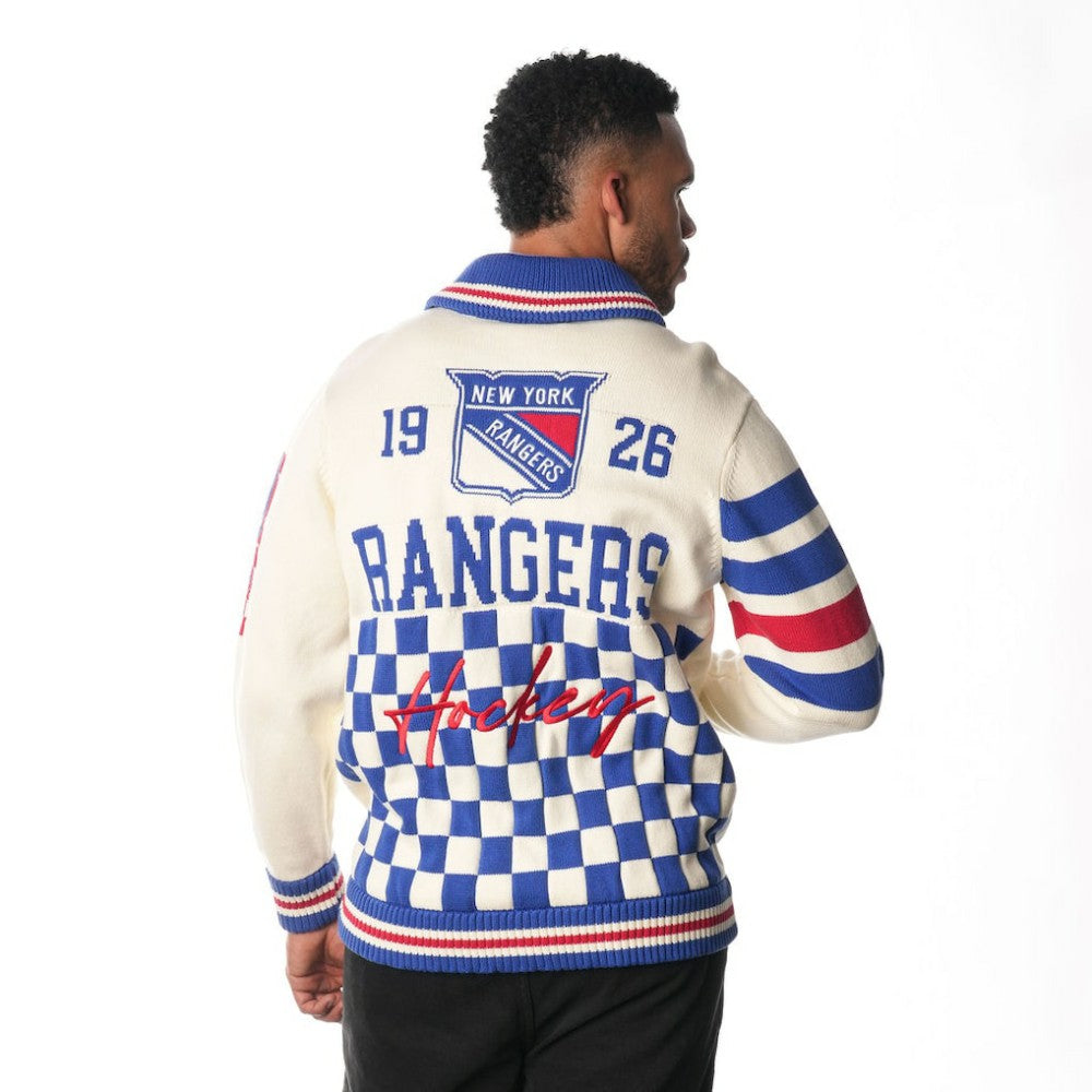New York Rangers The Wild Collective Unisex Jacquard Full-Zip Sweater Cream